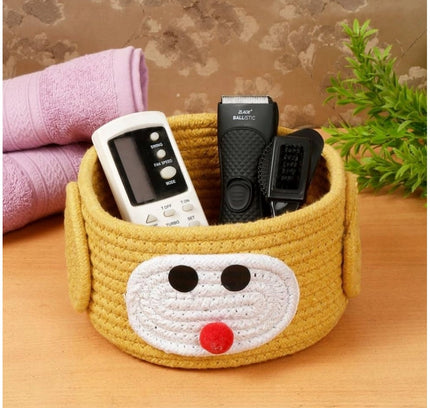 Cotton Pen Holder Pack of 1 Storage Basket For Clothes (Yellow)