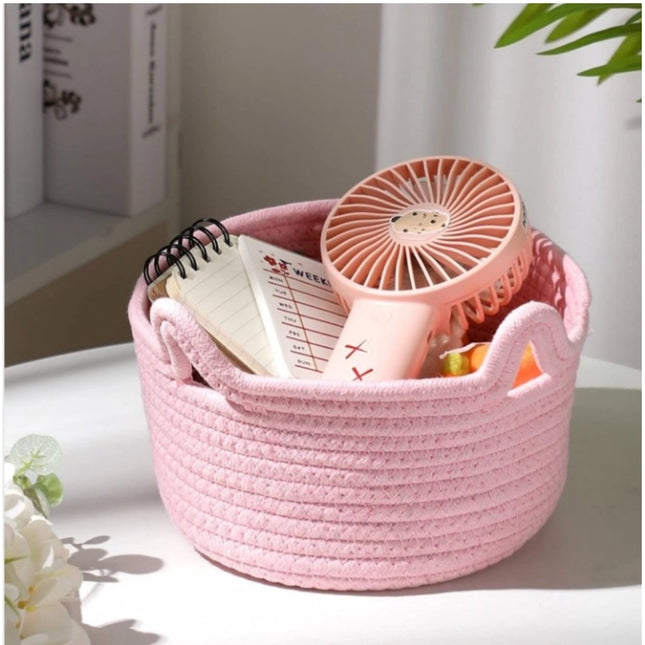 Cotton Cat Basket Inch Pack of 1 Storage Basket For Clothes (Pink)