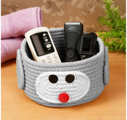 Cotton Pan Holder Pack of 1 Storage Basket For Clothes (Grey)