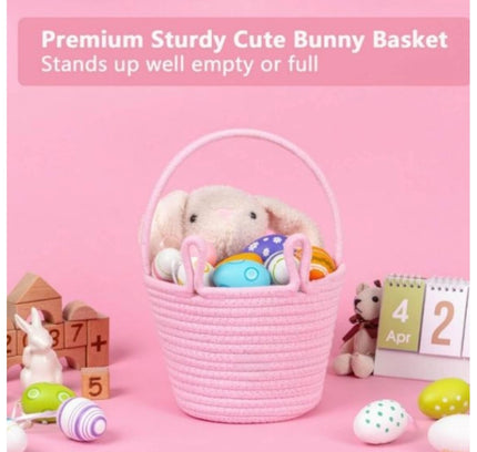 Cotton Toy Bucket Pack of 1 Storage Basket For Clothes (Pink)