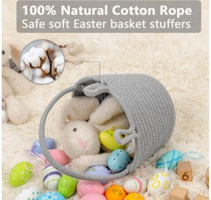 Cotton Toy Bucket Pack of 1 Storage Basket For Clothes (Grey)