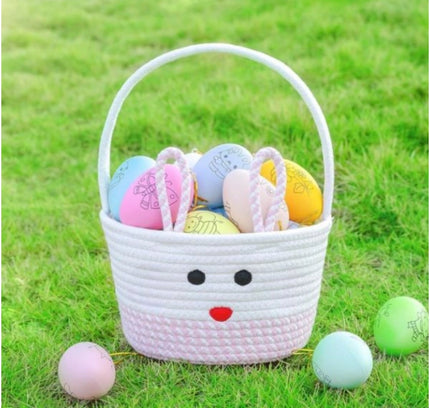 Cotton Mix Toy Bucket Pack of 1 Storage Basket For Clothes (Pink)