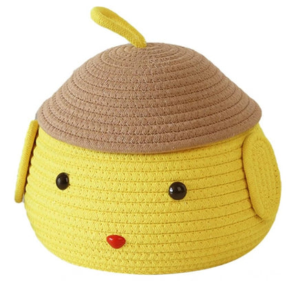 Cotton  lid Pack of 1 Storage Basket For Clothes (Yellow)