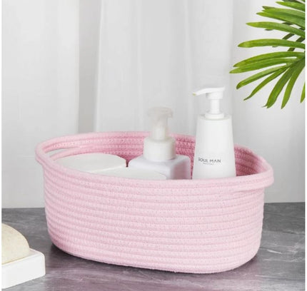 Cotton 2 Pcs Oval Basket  Storage Basket For Clothes (Pink)