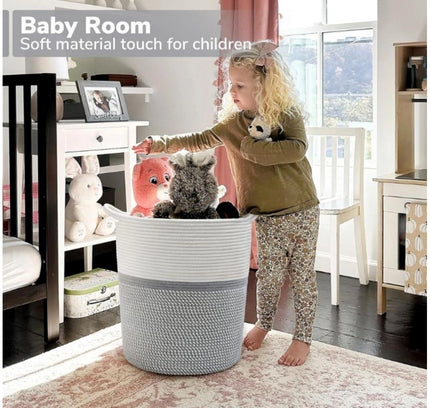 Cotton Laundry Basket Pack of 1 Storage Basket For Clothes (Grey)