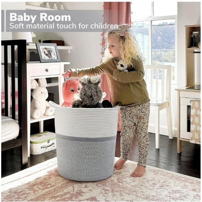 Cotton Laundry Basket Pack of 1 Storage Basket For Clothes (Grey)