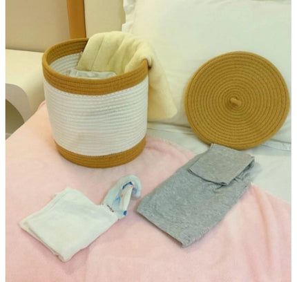 Cotton Basket Pack of 1 Storage Basket For Clothes (White)