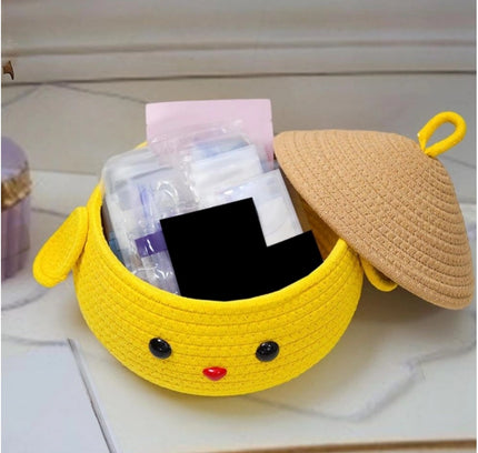 Cotton Gudda Pack of 1 Storage Basket For Clothes (Yellow)