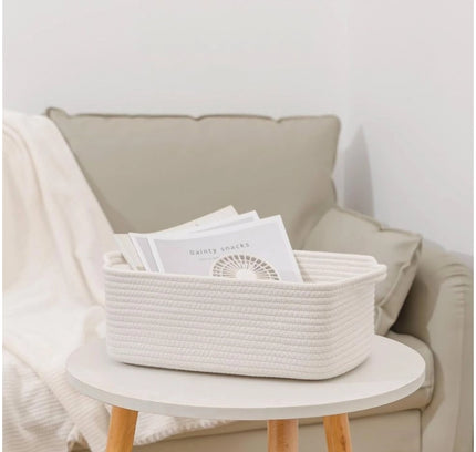 Cotton Basket Pack of 1 Storage Basket For Clothes (White)