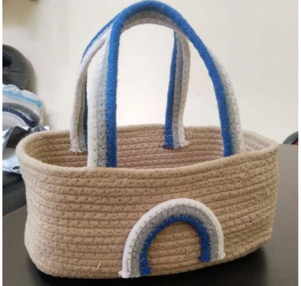 Cotton Rainbow Basket Pack of 1 Storage Basket For Clothes (Multicolor)