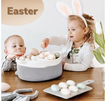 Cotton Baby Gift Basket Pack of 1 Storage Basket For Clothes (Grey)