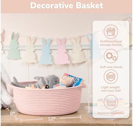 Cotton Baby Gift Basket Pack of 1 Storage Basket For Clothes (Pink)