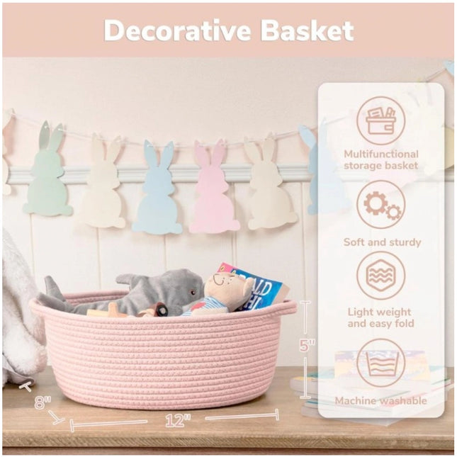 Cotton Baby Gift Basket Pack of 1 Storage Basket For Clothes (Pink)