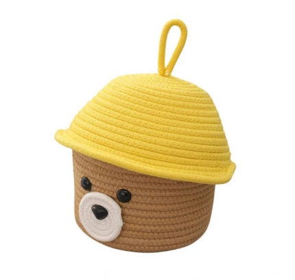 Cotton Box Yellow Lid Inch Pack of 1 Storage Basket For Clothes (Beige)