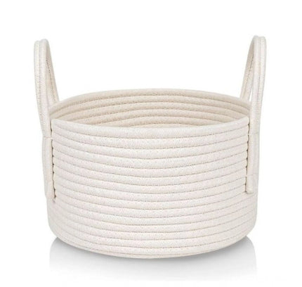 Cotton Basket Inch Pack of 1 Storage Basket For Clothes (White)