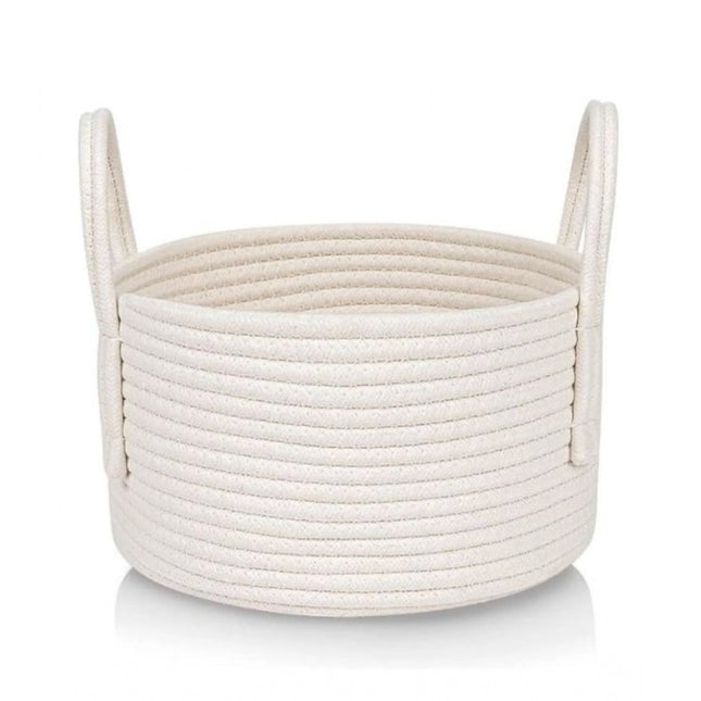 Cotton Basket Inch Pack of 1 Storage Basket For Clothes (White)