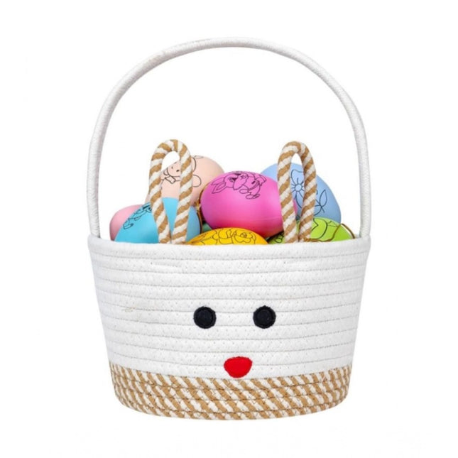 Cotton Toy Bucket Pack of 1 Storage Basket For Clothes (Beige)