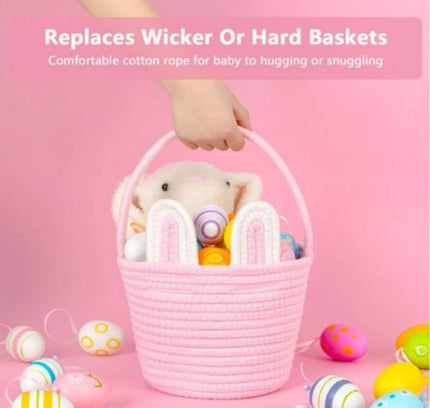 Cotton Ear Toy Bucket Pack of 1 Storage Basket For Clothes (Pink)