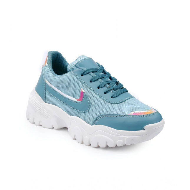 Women's Casual Mesh Printed Lace-Ups Shoes (Blue)