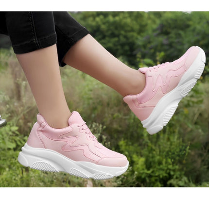 Women's Casual Mesh Printed Lace-Ups Shoes (Pink)