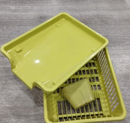 3 in 1 Kitchen Dish Drainer – Multi-Functional Plastic Dish Drying Rack with Cutlery Holder (Pack of 1)