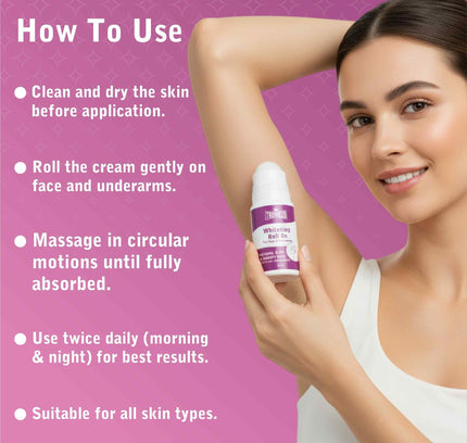 Trovieza Whitening Roll-On Cream for Face & Underarms – 50 gm