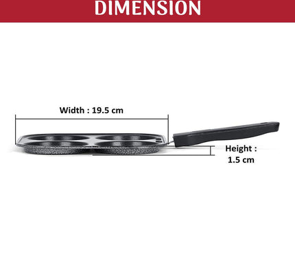 4-Hole Non-Stick Frying Pan – Multi-Section Steel Pan for Eggs, Pancakes & Mini Uttapam (Pack of 1)