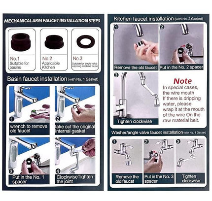 2-Mode Splash Filter Kitchen Tap – Extended Stainless Steel Faucet Nozzle (Pack of 1)