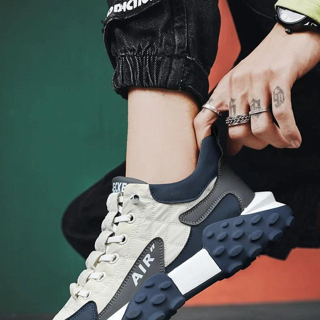 Men’s Casual Thick Base Sneakers – White