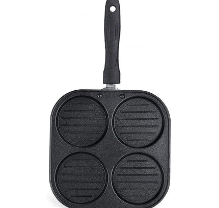 4-Hole Non-Stick Frying Pan – Multi-Section Steel Pan for Eggs, Pancakes & Mini Uttapam (Pack of 1)