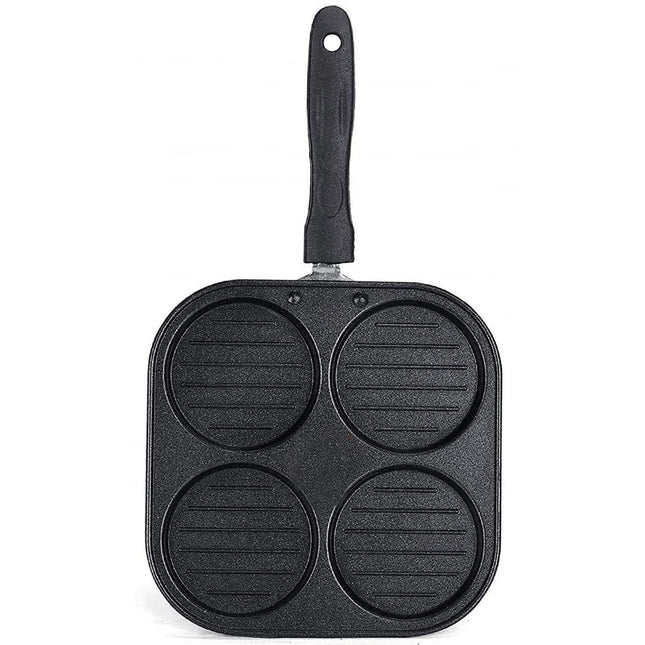 4-Hole Non-Stick Frying Pan – Multi-Section Steel Pan for Eggs, Pancakes & Mini Uttapam (Pack of 1)