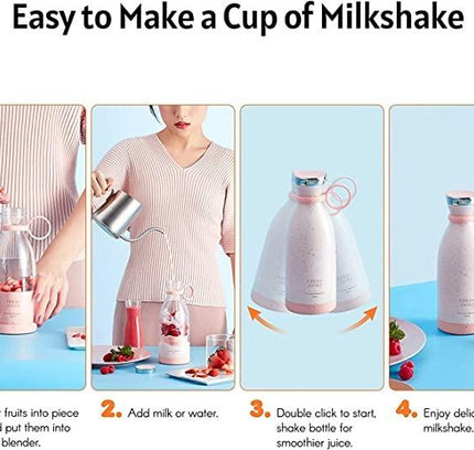 MIXEN Portable Smoothie Blender – 350ml USB Wireless Charging Mini Juicer Bottle | Double Blades, Travel-Friendly