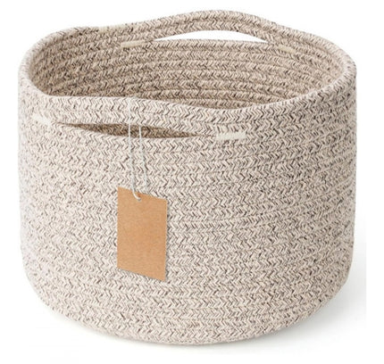 Cotton Kidi 9x7 Inch Pack of 3 Storage Basket For Clothes (Light Brown)