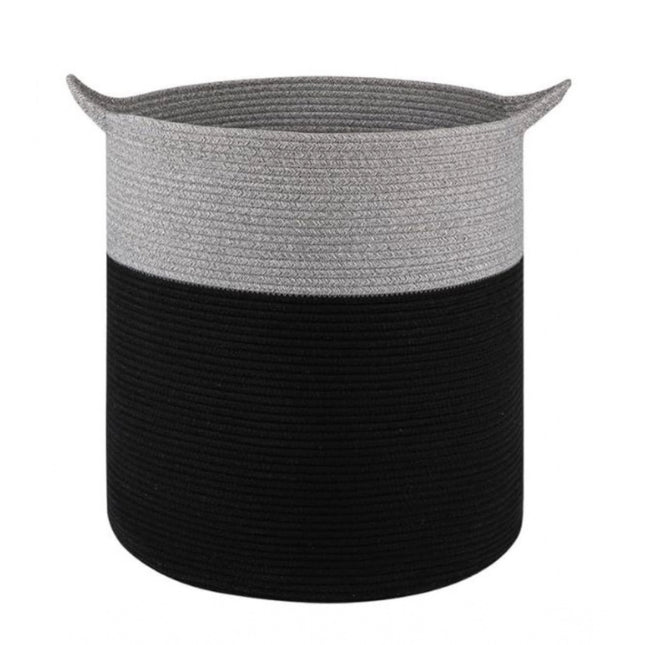 Cotton 12x14 Inch- 1 Pcs Storage Basket For Clothes (Gray-Black)