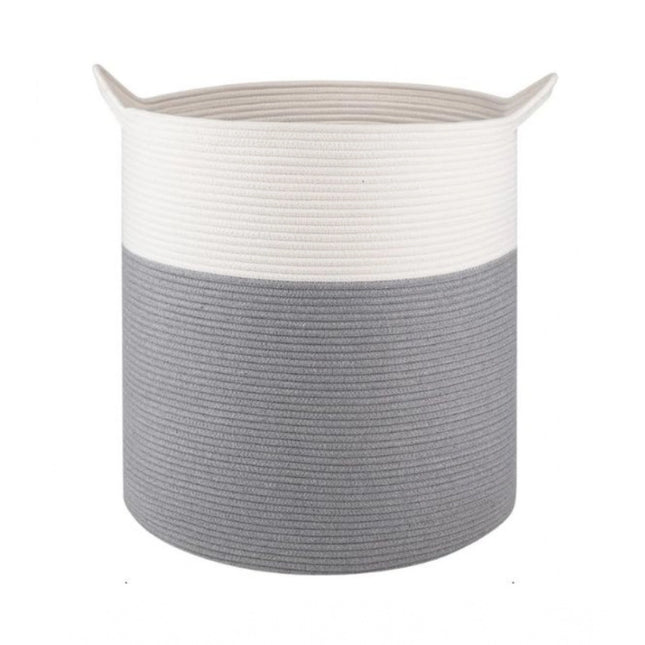 Cotton 12x14 Inch- 1 Pcs Storage Basket For Clothes (Gray-White)