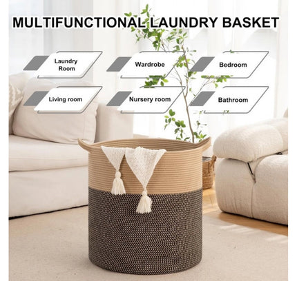 Cotton 12x14 Inch -Storage Basket For Clothes (Dark Brown)