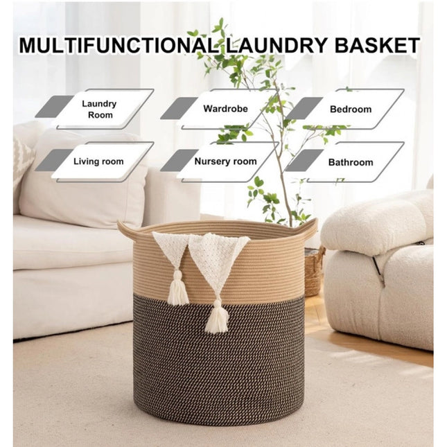 Cotton 12x14 Inch -Storage Basket For Clothes (Dark Brown)