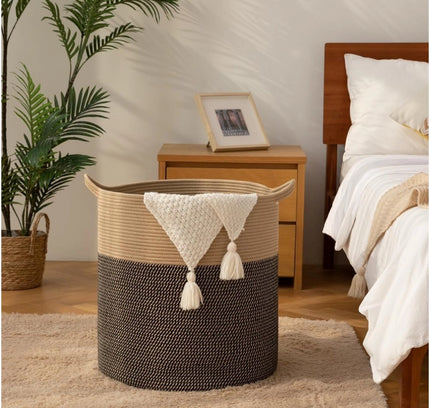 Cotton 12x14 Inch -Storage Basket For Clothes (Dark Brown)