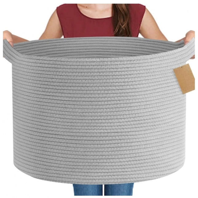 Cotton 14x12 Inch Pack of 1 Storage Basket For Clothes (Gray)