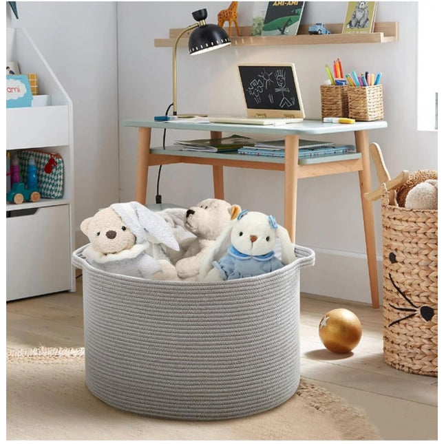 Cotton 14x12 Inch Pack of 1 Storage Basket For Clothes (Gray)