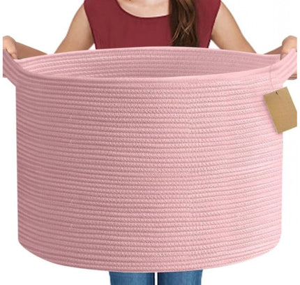 Cotton 14x12 Inch Pack of 1 Storage Basket For Clothes (Pink)