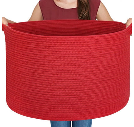 Cotton 14x12 Inch Pack of 1 Storage Basket For Clothes (Red)