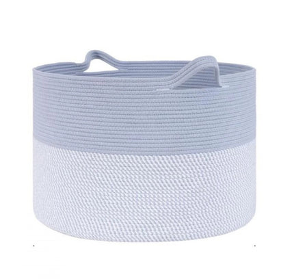 Cotton 16x14 Inch Pack of 1 Storage Basket For Clothes (Gray- Gray White)