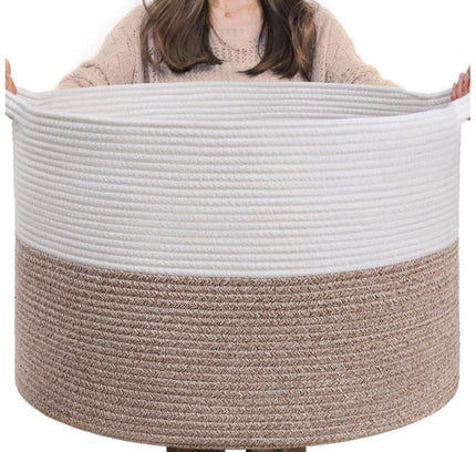 Cotton Kidi- 16x14 Inch Pack of 1 Storage Basket For Clothes (Kidi-White)