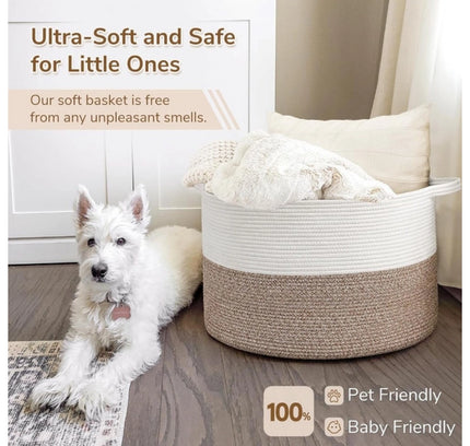 Cotton Kidi- 16x14 Inch Pack of 1 Storage Basket For Clothes (Kidi-White)