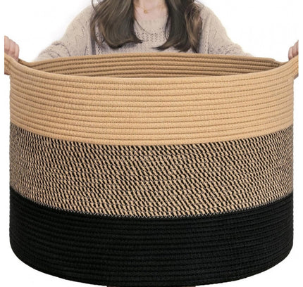 Cotton Mix 16x14 Inch Pack of 1 Storage Basket For Clothes (Multicolor)