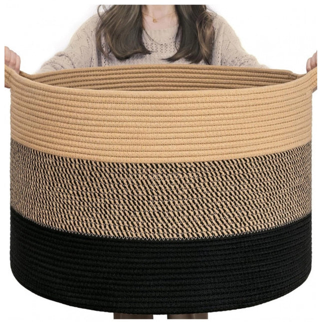 Cotton Mix 16x14 Inch Pack of 1 Storage Basket For Clothes (Multicolor)