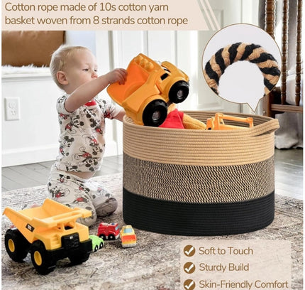 Cotton Mix 16x14 Inch Pack of 1 Storage Basket For Clothes (Multicolor)