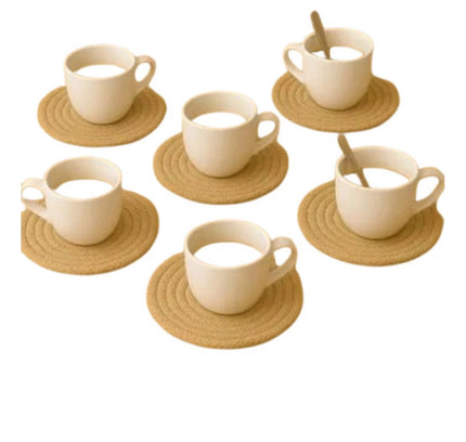 Cotton 6 Pcs Set Tea Coaster 6 Pcs Set (Beige)