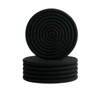 Cotton 6 Pcs Set Tea Coaster 6 Pcs Set (Black)
